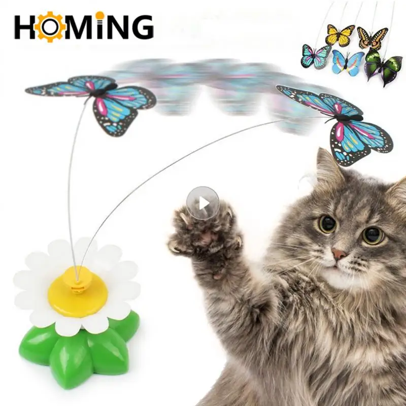 Automatic Electric Rotating Cat Toy Colorful Butterfly Bird Animal Shape Plastic Funny Pet Dog Kitten Interactive Training Toys