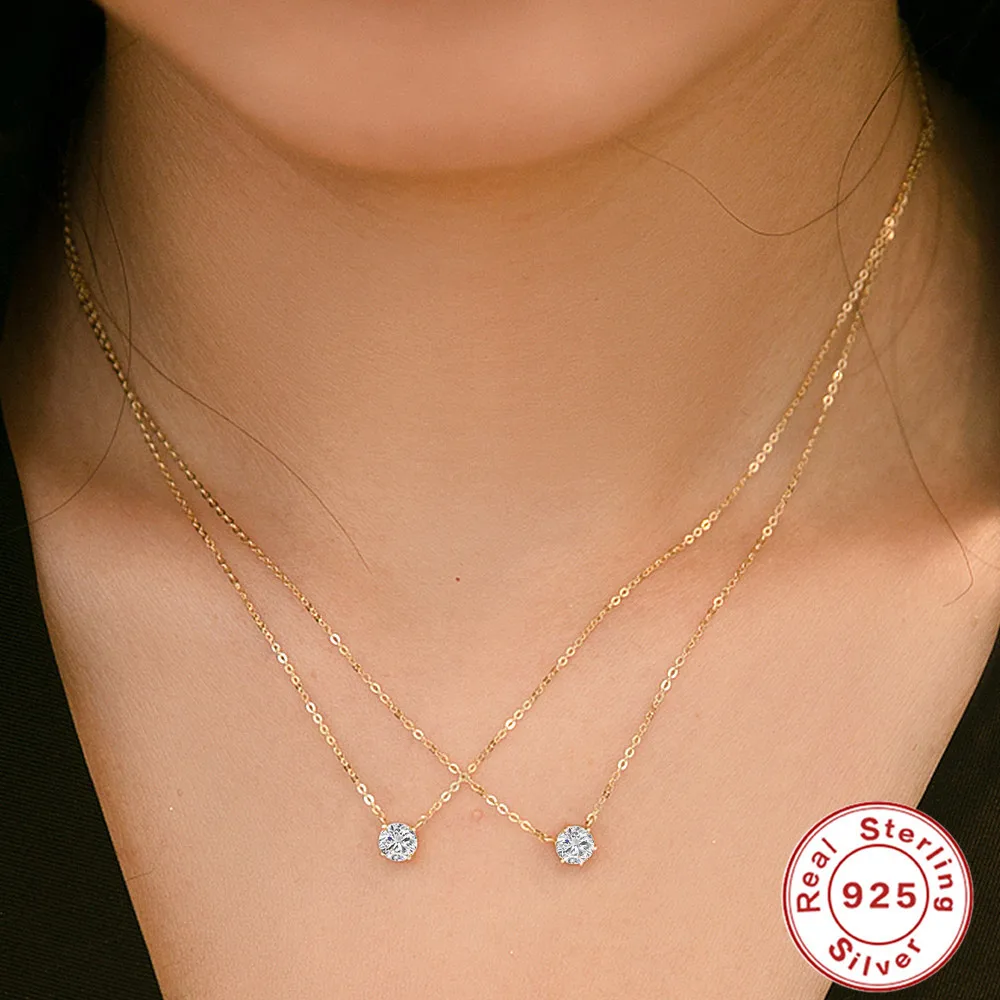 1-3CT D Color Moissanite Necklace Simplicity for Women Sparkling Classic Lab Diamon Pendant 925 Sterling Silver Wedding Jewelry