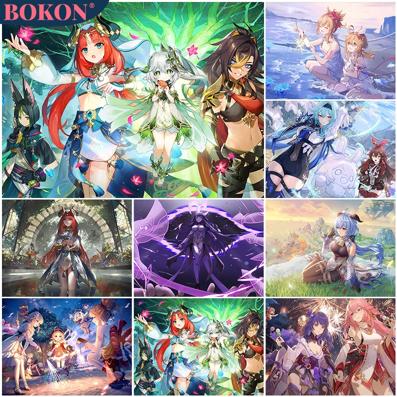 Game Anime Genshin Impact Full Diamond Painting 5D DIY Canvas Art Mosaic Embroidery Cross Stitch Kit Home Decor Wall Crafts