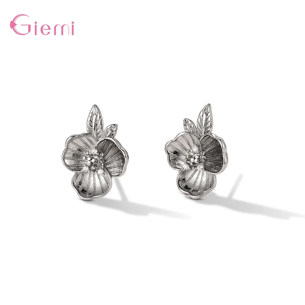 New Fasion 925 Sterling Silver Three Petal Flower Earrings For Women High Quality Jewelry