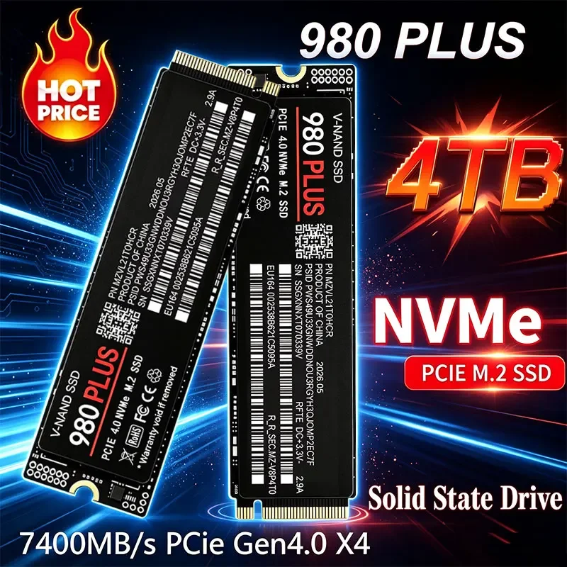 High Speed 7400MB/s NVMe M.2 SSD 980 PLUS PCIe Gen4.0 1TB 2TB 4TB Stable Internal Hard Drive Replacement For Desktop Notebook