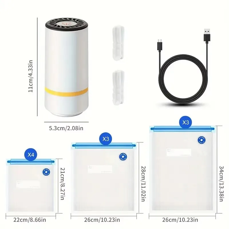 Mini Vacuum Sealer Portable USB Electric Air Pump Mini Fresh-Keeping Handheld Vacuum Sealing Machine Packaging Packer for Home