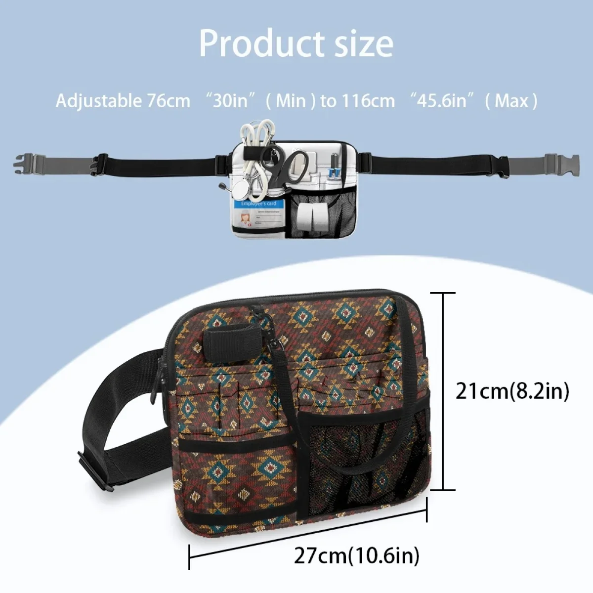 Indian Tribal Ethnic Print Nursing Fanny Pack Tool Holder for Hospital Casual Waist Bag Medical Belt Organizer Pouch Gift New