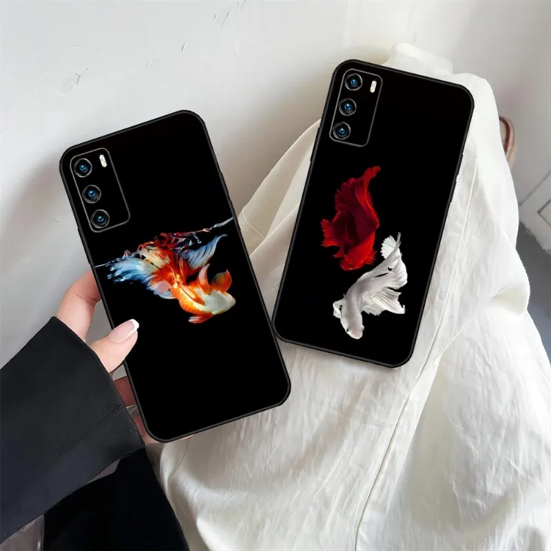 Chinese Koi Fishes Phone Case For Honor 30 50 10 20 I Pro S Se V 20 30 40 10 8 9 Play X10 Max X 20 30 I Funda Shell Cover