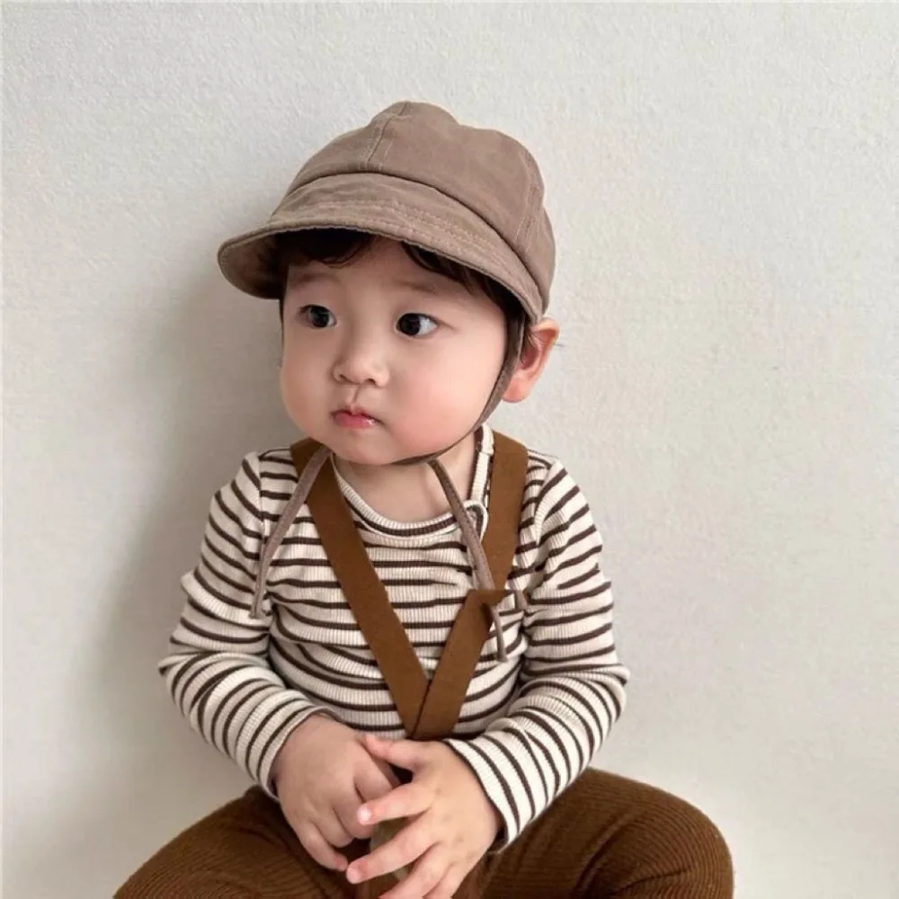 Summer Baby Sun Hat Korean Solid Color Infant Baseball Cap Outdoor Adjustable Drawstring Lace-up Kids Bucket Hats