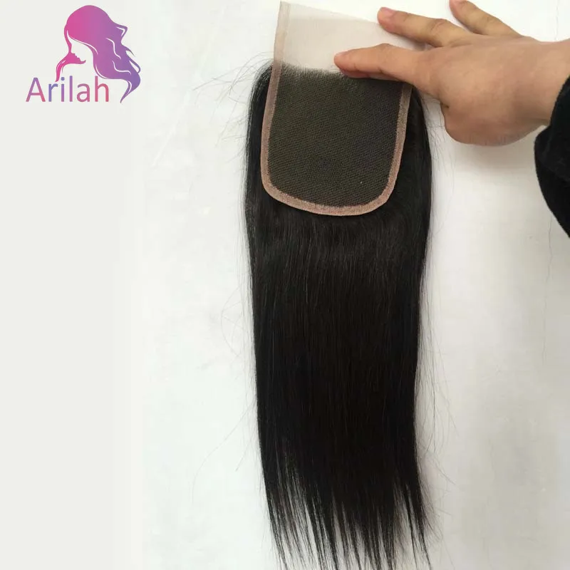 12A Grado Recto 4x4 Cierre de Encaje Transparente Pre-arrancado 150% Densidad Color Nautral 10-22 Pulgadas Cabello Virginal Brasileño