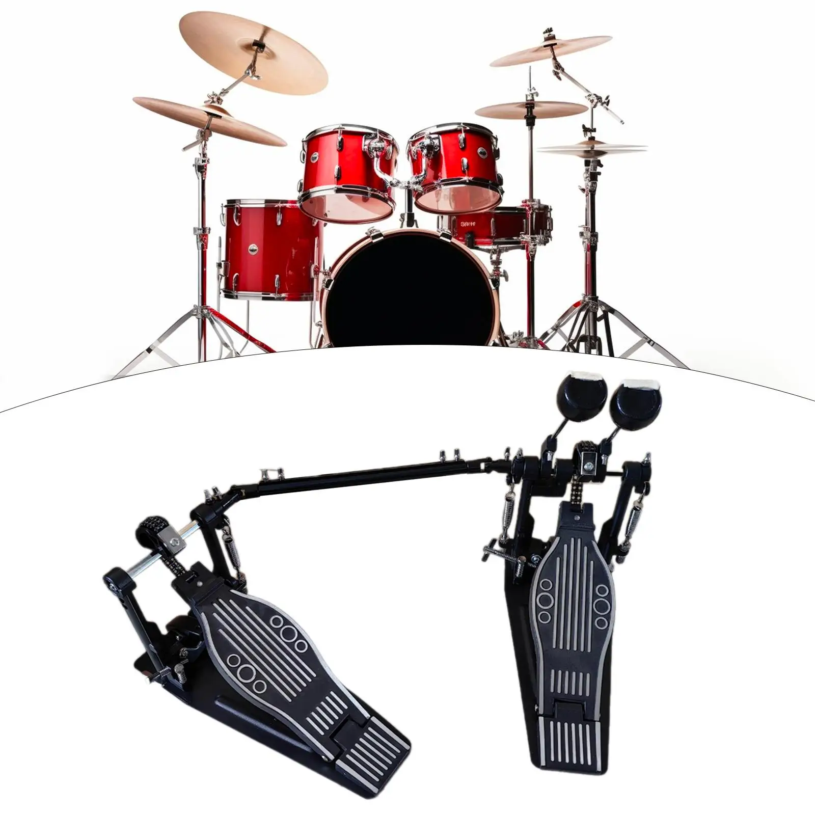 Double Foot Pedal Kick Drum Pedal Aluminum Alloy Practice Pedal Double Chain Kick Pedal for Jazz Drums Kits Electronic Drums