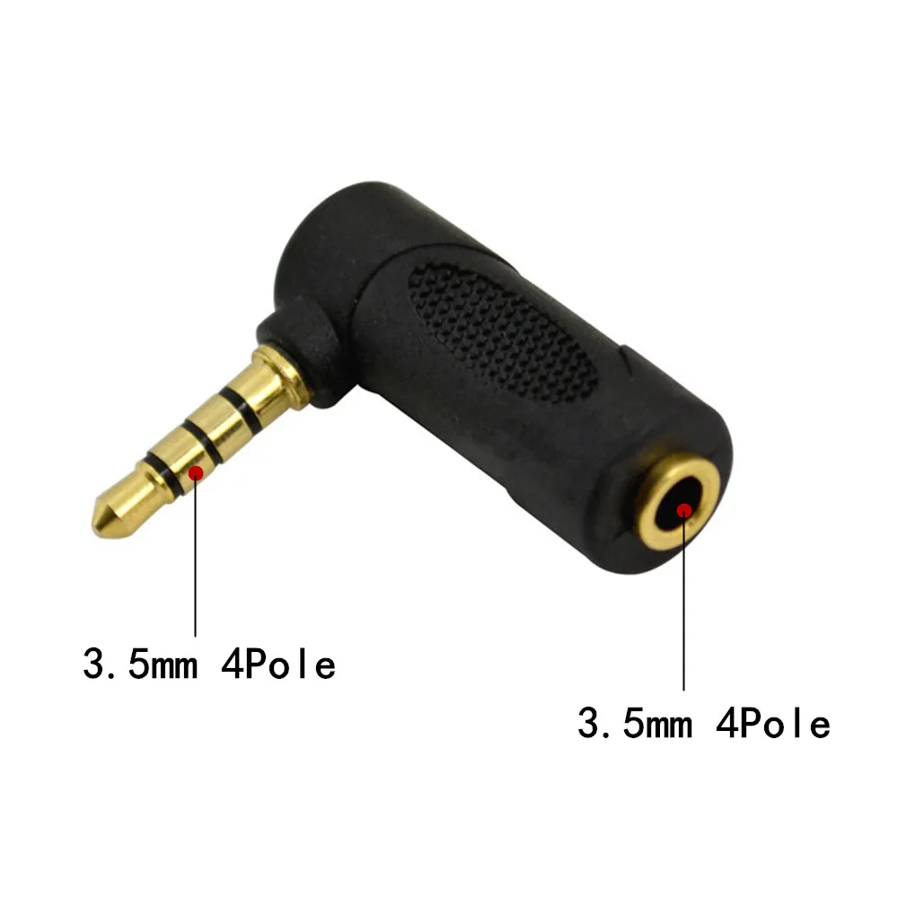 Złote złącze 3.5 jack 3-biegunowy kąt prosty żeński do 3.5mm 4-biegunowy męski wtyk Audio Stereo L kształt konwerter słuchawek 90 stopni