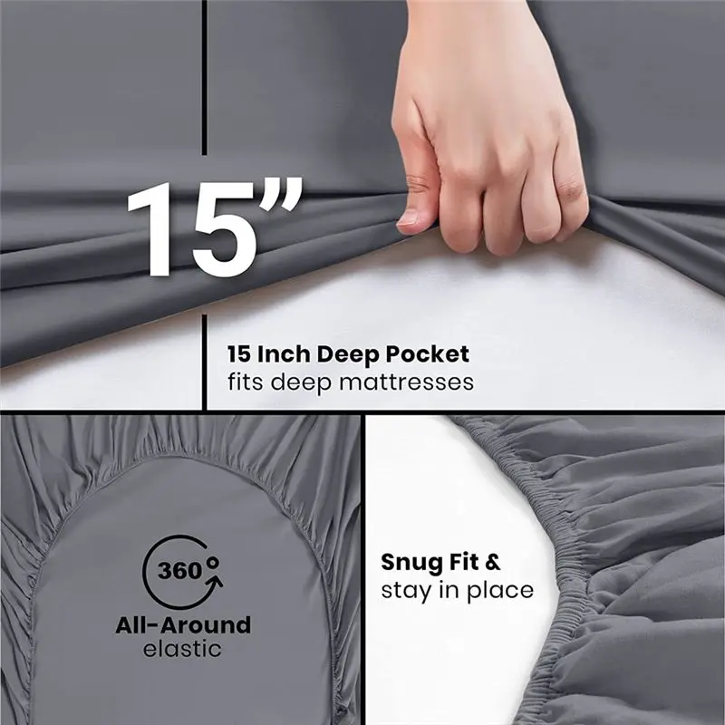 

*ABKM Bedding Queen Fitted Sheet-Bottom Sheet-Deep Pocket-Soft Microfiber -Shrinkage and Fade Resistant-Easy Care 150 X 200Cm