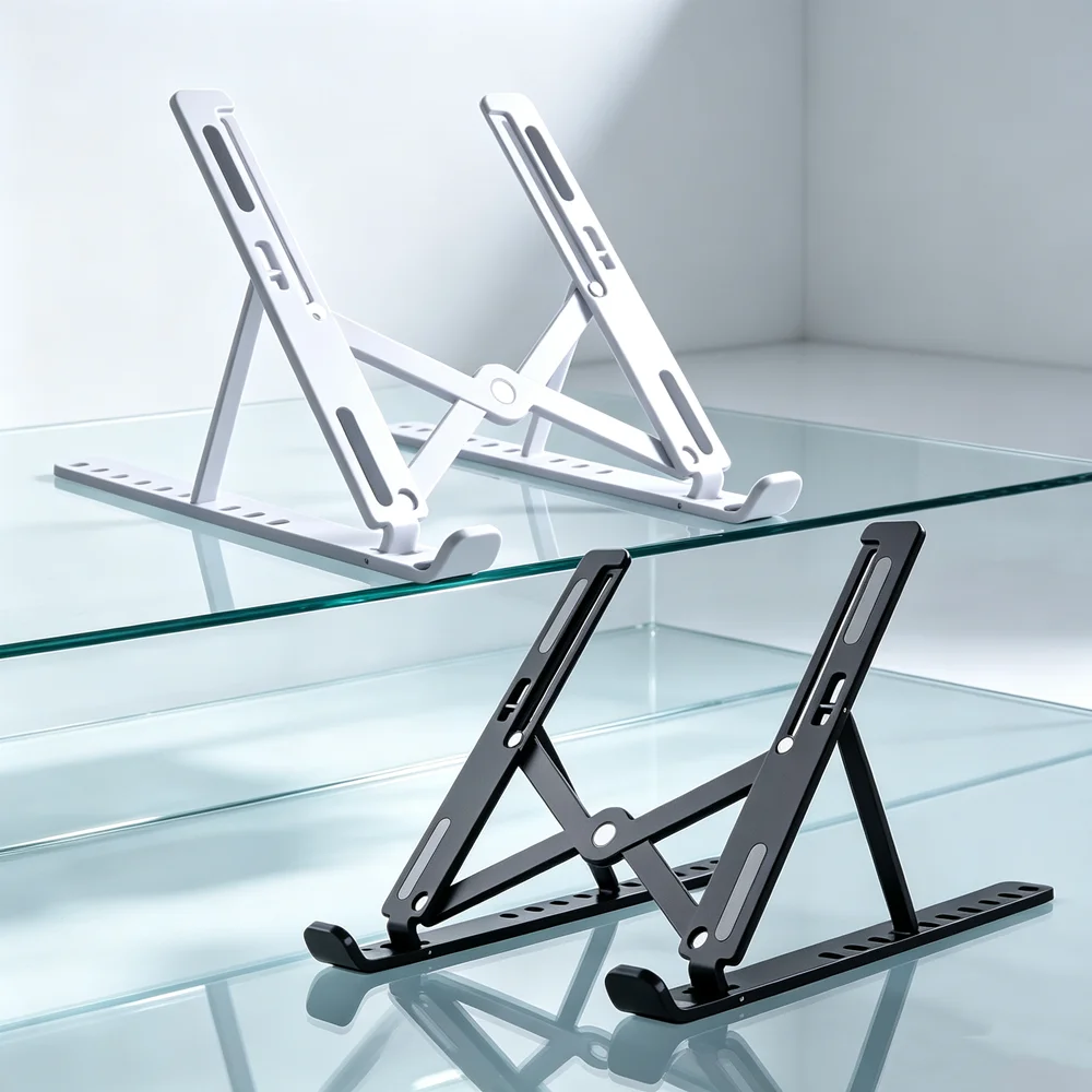 Adjustable Foldable Ergonomic Laptop Stand, Portable Multi-Angle Tilting Notebook Holder for Desk Office Use