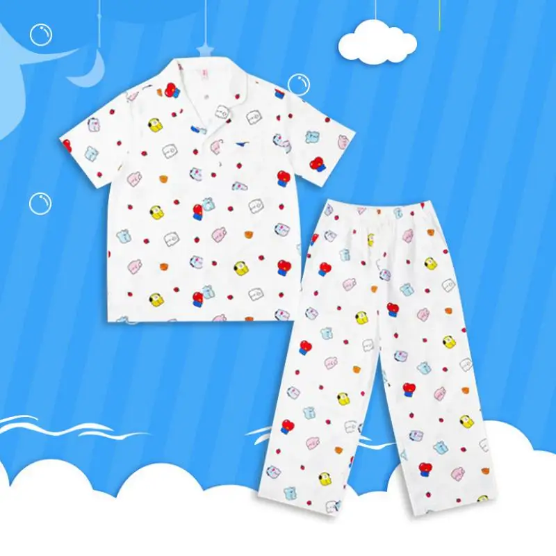 Anime Cartoon Bt21 Pajamas Summer Fashion Casual Simple Men\'s and Women\'s Home Clothes Sweet and Fresh Short-Sleeved Suit Gifts