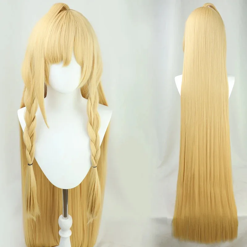 Qq28LQSaileach Cosplay Perucas Arknights Saileach Role Play 140cm Mulheres Longa Reta Peruca Loira Resistente ao Calor Cabelo Sintético