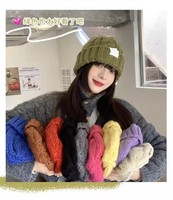 Women's Autumn andOne Winter High Beauty Thick Knitted Woolen Hat Versatile Loose Big Headband for warmth(12 colors available)