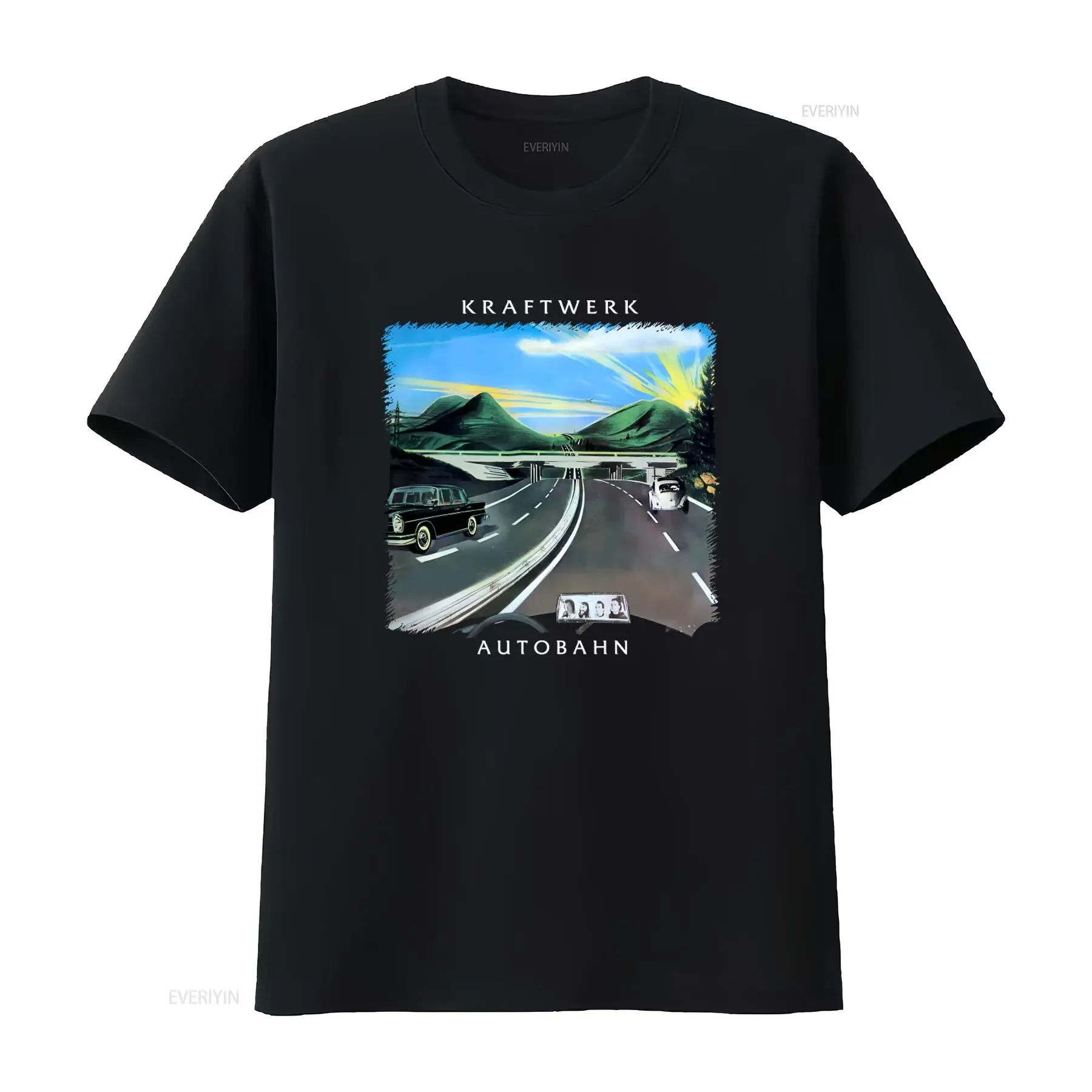 Camiseta Retro Vintage de Música Electrónica Kraftwerk Autobahn, Ralf Hutter Florian Schneider, Ropa de Diseñador con Efecto Lavado Vintage