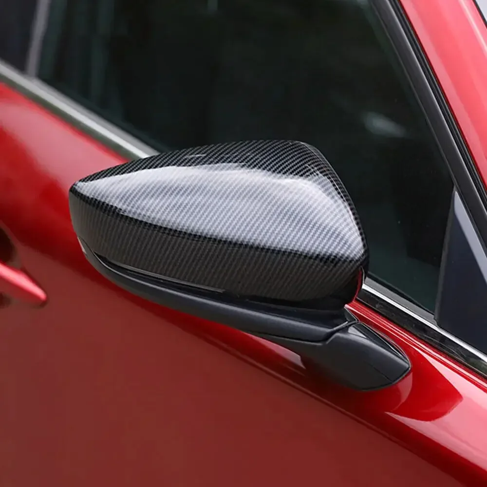 لمازدا CX-30 CX30 2020-2023 سيارة ملصق الرؤية الخلفية غطاء مرآة جانبية غطاء الجناح الباب الخارجي الرؤية الخلفية تقليم ألياف الكربون