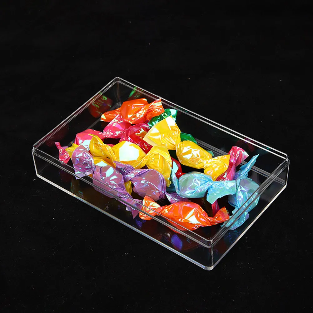 

12Pcs Clear Candy Boxes Rectangle Plastic Storage Containers with Lids for Chocolate Nuts Snack Organizer Compact Portable