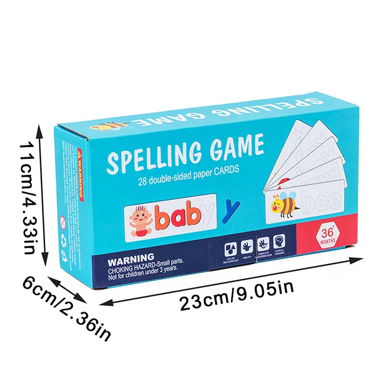 Kids Wooden Puzzle Cartoon Animal See & Spell Learning Toys Alphabet Sight Words & Matching Letter Games Gift For Kids Toy