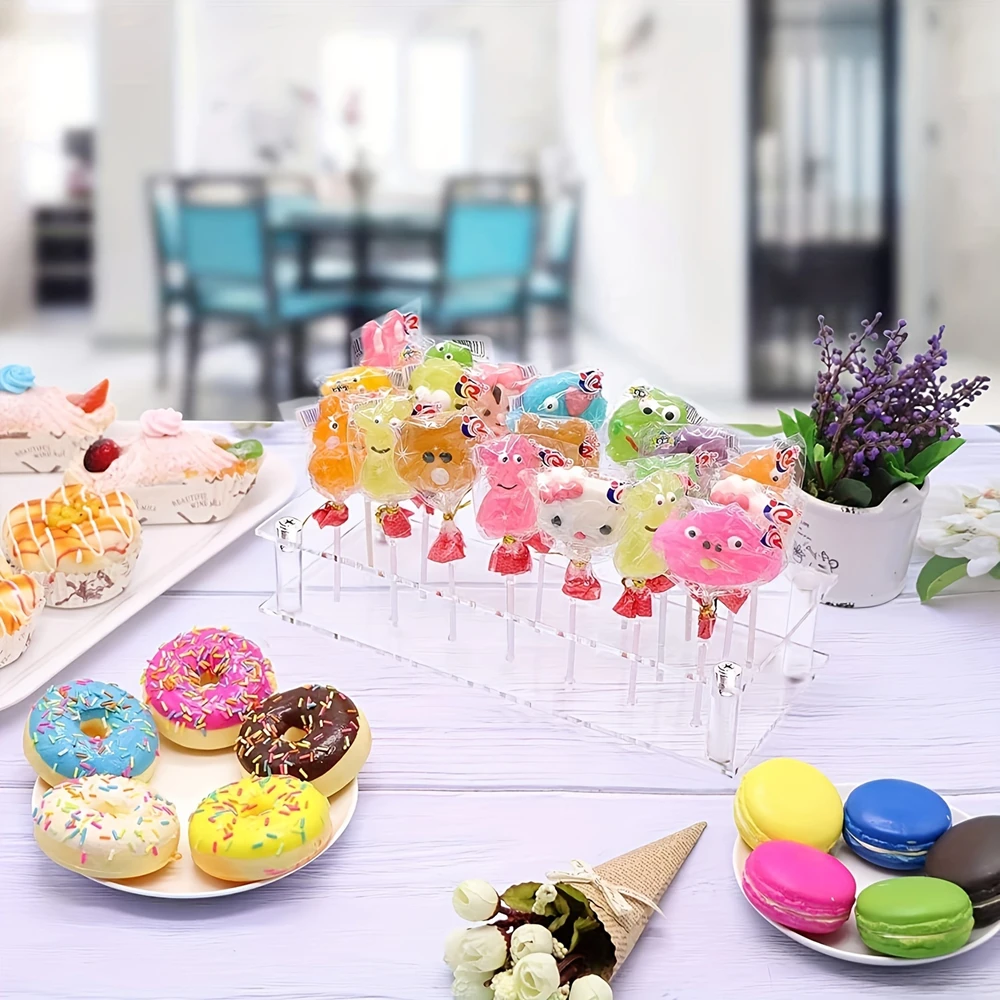 1pc Cake Pop Holder With 21 Holes Lollipop Racks Clear Acrylic Cake Pop Stand Display For Weddings Showers Birthday Party