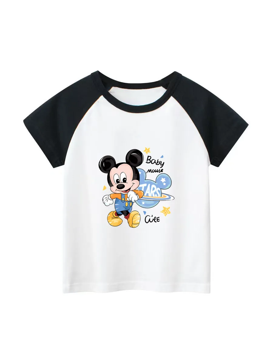 

Disney Street Baby 100% Cotton T-shirt Kids Cartoon Mickey Outdoor New Casual Crew Neck T-shirt Boys Girls Short Sleeve