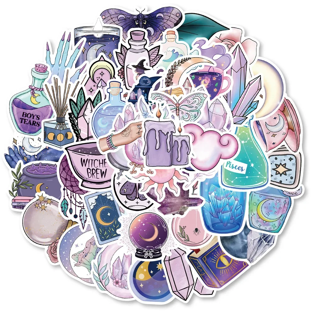 10/30/50PCS Magic Purple Moon Waterproof Graffiti Sticker Aesthetic Decorative Luggage Laptop Guitar Scrapbook Kids Stickers