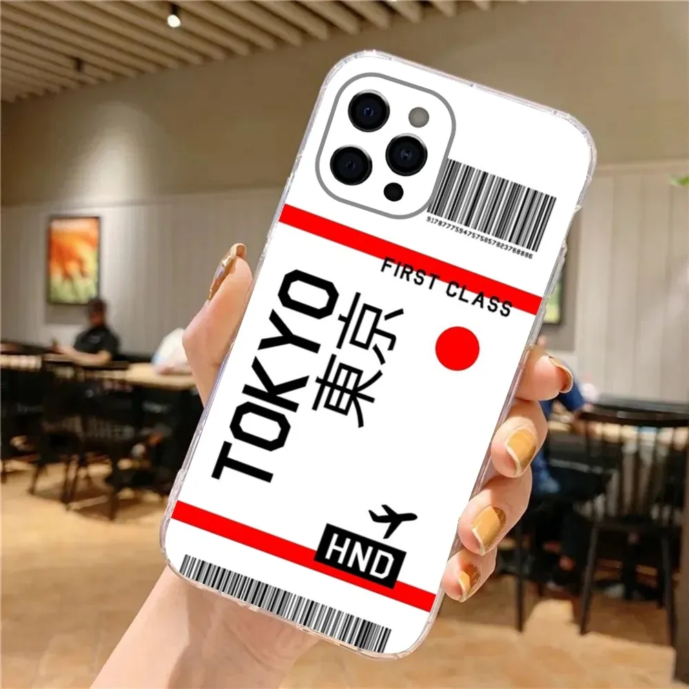 Boarding Pass Plane Ticket Phone Case For iPhone 15,14,13,12,11 Plus,Pro,Max,XR,XS,X,7,8 Plus,SE,Mini Transparent Soft Cover