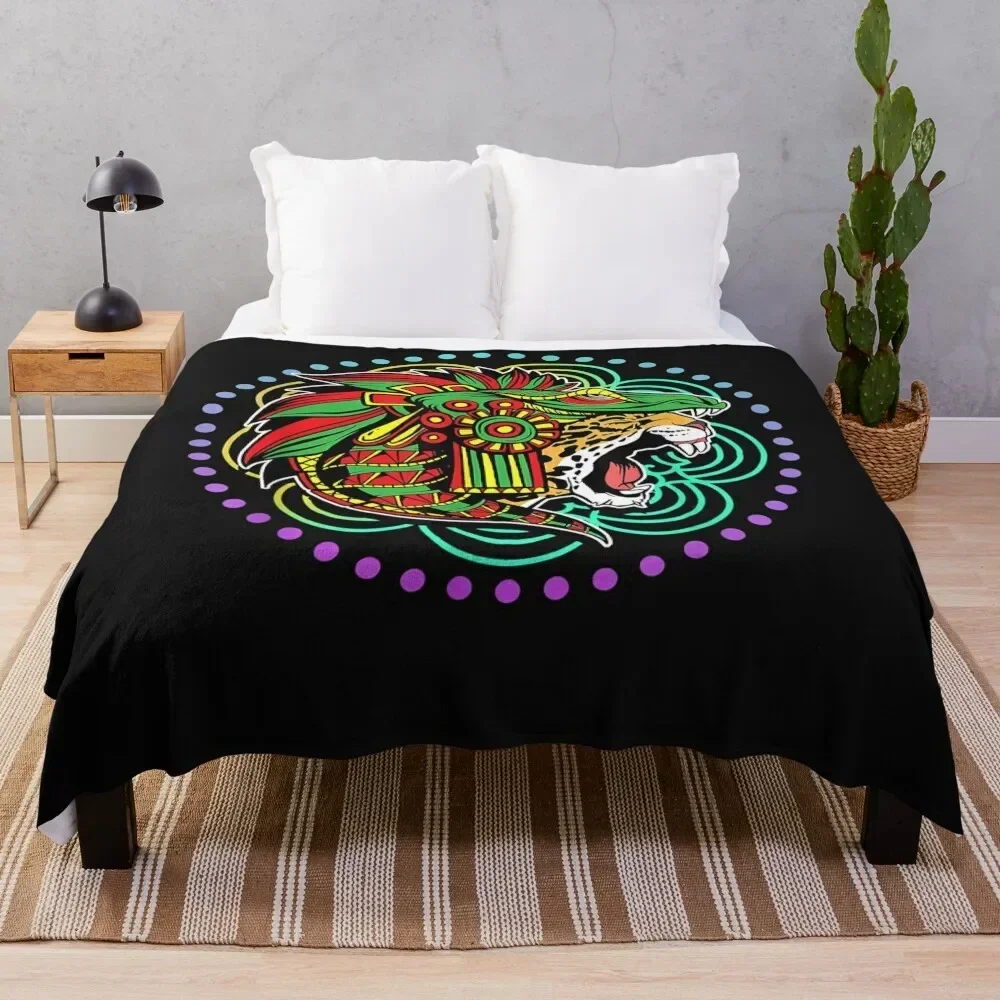 Aztec Jaguar Ancient Warrior Native Mexican Mythology Throw Blanket Designers anime Soft Beds Blankets