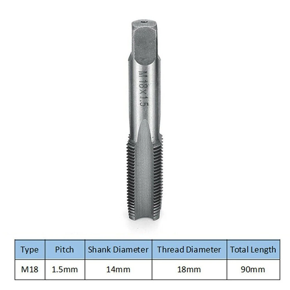 2pcs HSS Metric Taper Tap Set 18mm Diameter with M18x1 5mm Pitch Right Hand Thread for Thread Making Applications