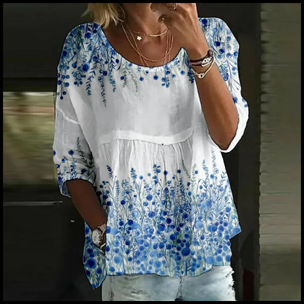 

Summer Beach Woman Shirt Fashion Elegant Casual Shirt Loose Pullover Short Sleeve Blouse Weekend Top