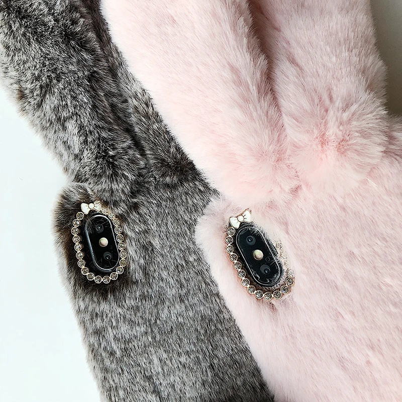 Cute Fluffy Rabbit Hair Fur Case For Huawei P10 P20 P30 Mate 10 20 30 Pro lite 20X Honor 8 9 10 20 Pro lite 10i Warm Phone Case