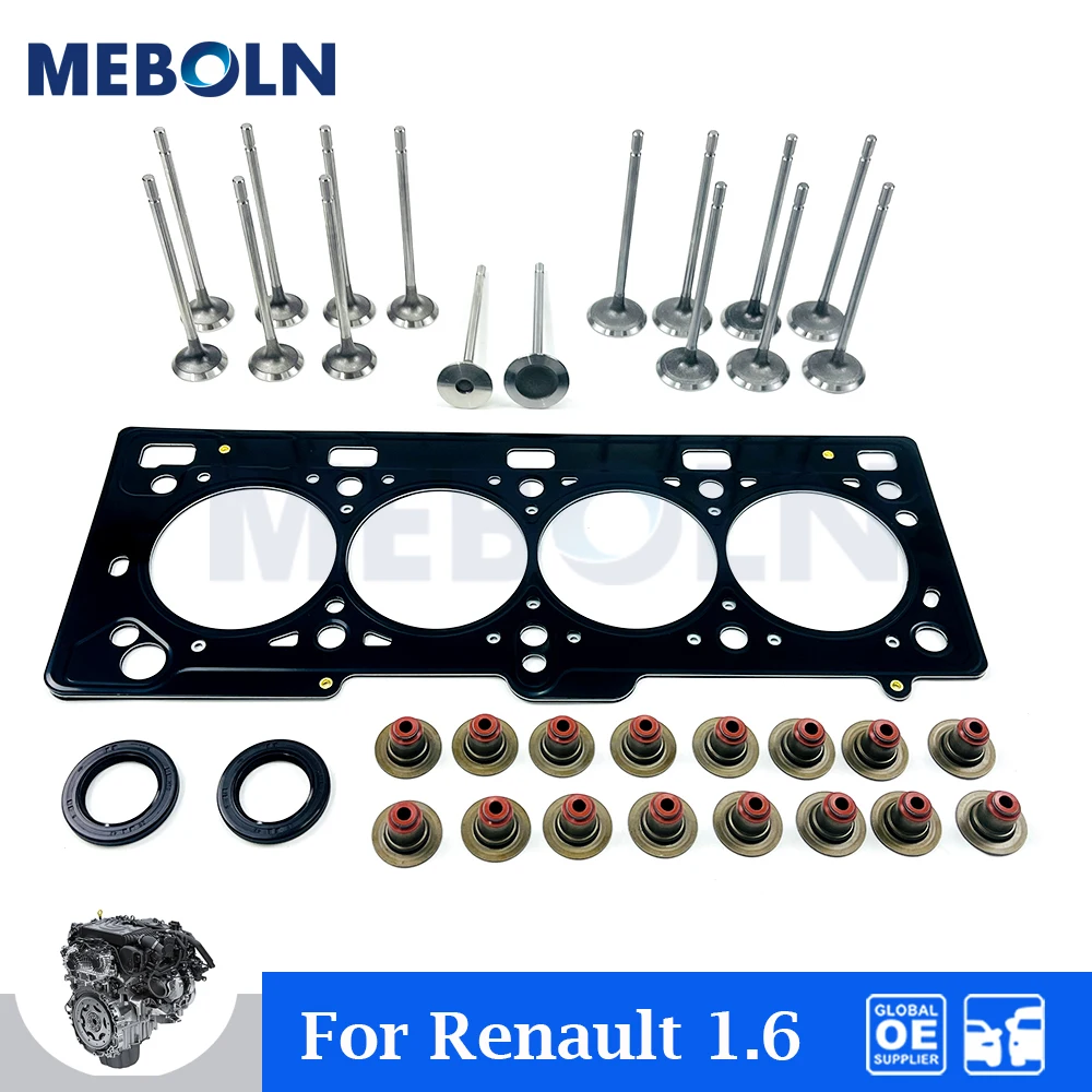 Kit de junta e válvula da cabeça do cilindro do motor para Nissan Renault Platina Aprio Clio Kangoo 1.6 Acessórios para carro Conjunto de vedação de óleo da haste da válvula
