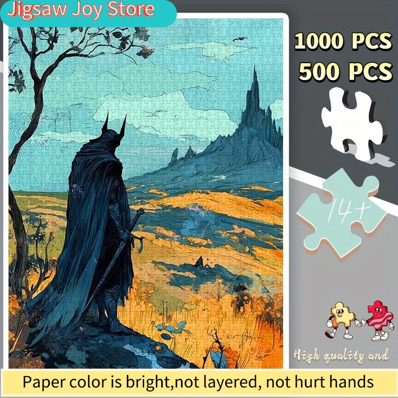 

500 элементов/пазлов, бумажные пазлы, пазлы с изображением Темного рыцаря, смотрящего на заброшенный замок, подходят для отдыха, для дома