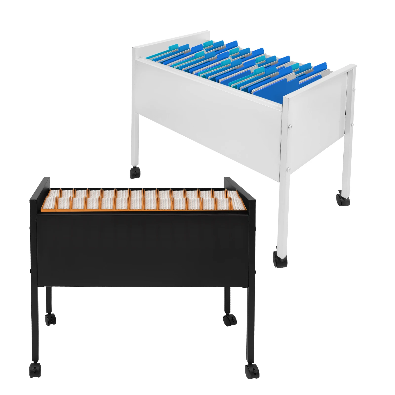 

Rolling File Cart with 4 Lockable Casters, Loading 30kg Carbon Steel Rectangular Mobile File Cabinet for Office Home Study