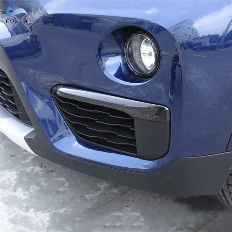 For BMW X1 F48 2016 2017 2018 2019 Exterior Front Headlight Fog Lamp Eyebrow Cover Car Accessories ABS Carbon Texture Trim