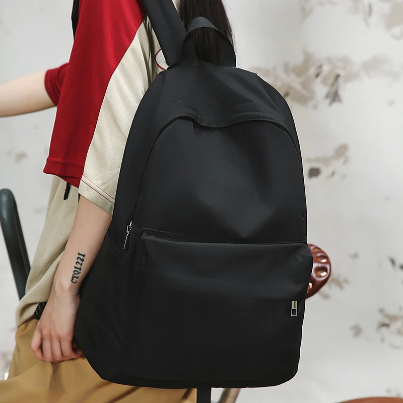 Neue Nylon frauen Rucksack Schul für Teenager Mädchen Einfarbig Einfache Student Bookbag Große Kapazität Laptop Casual Rucksack