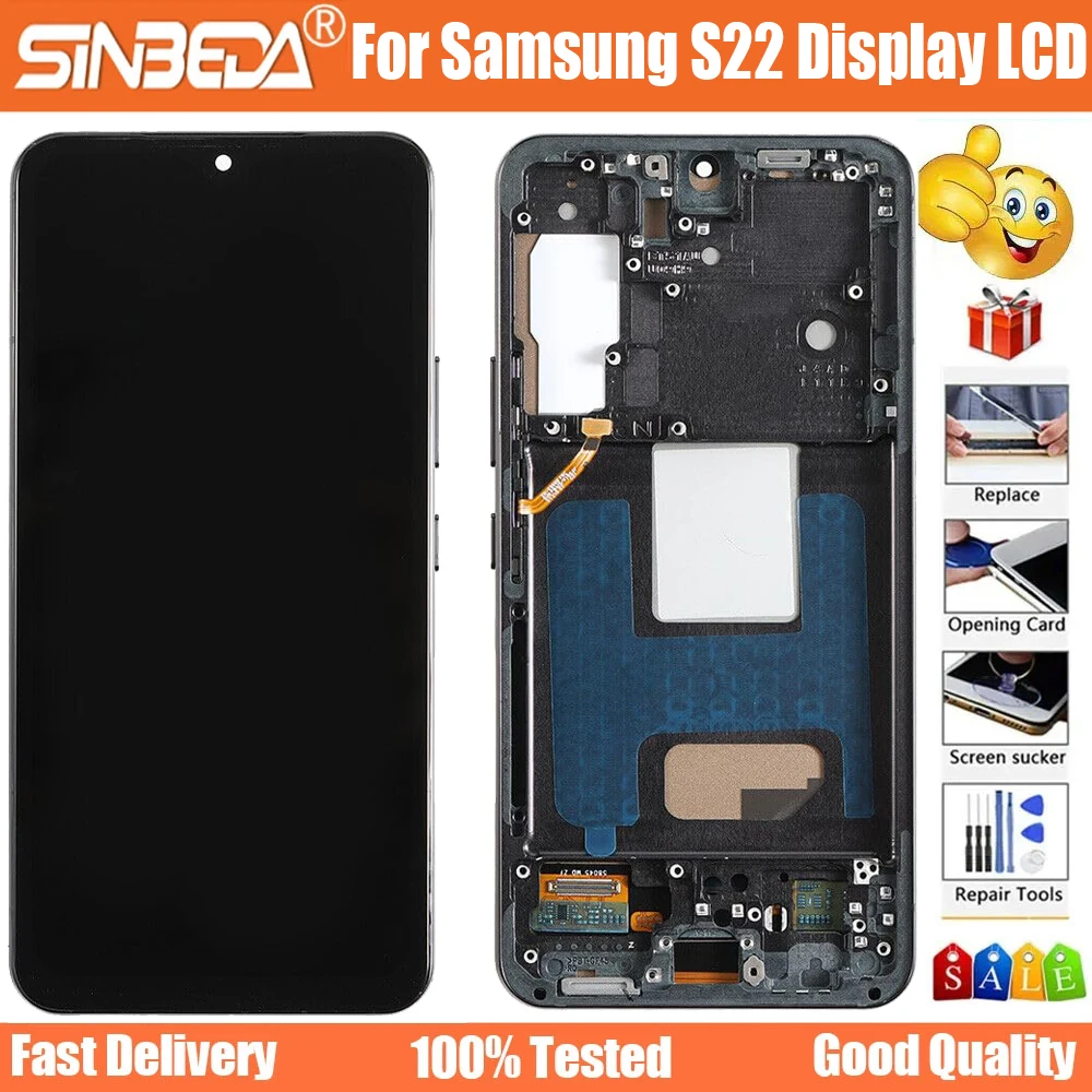 6.1\'\' OLED For Samsung S22 LCD S901B S901U 5G Display Touch Screen Digitizer Assembly Replacement For S22 lcd with fingerprints