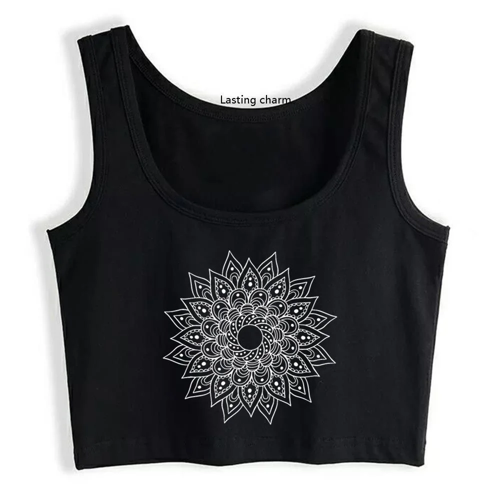 

Mandala Flowers Dot Art Crop Top Sports Sleeveless Tank Top