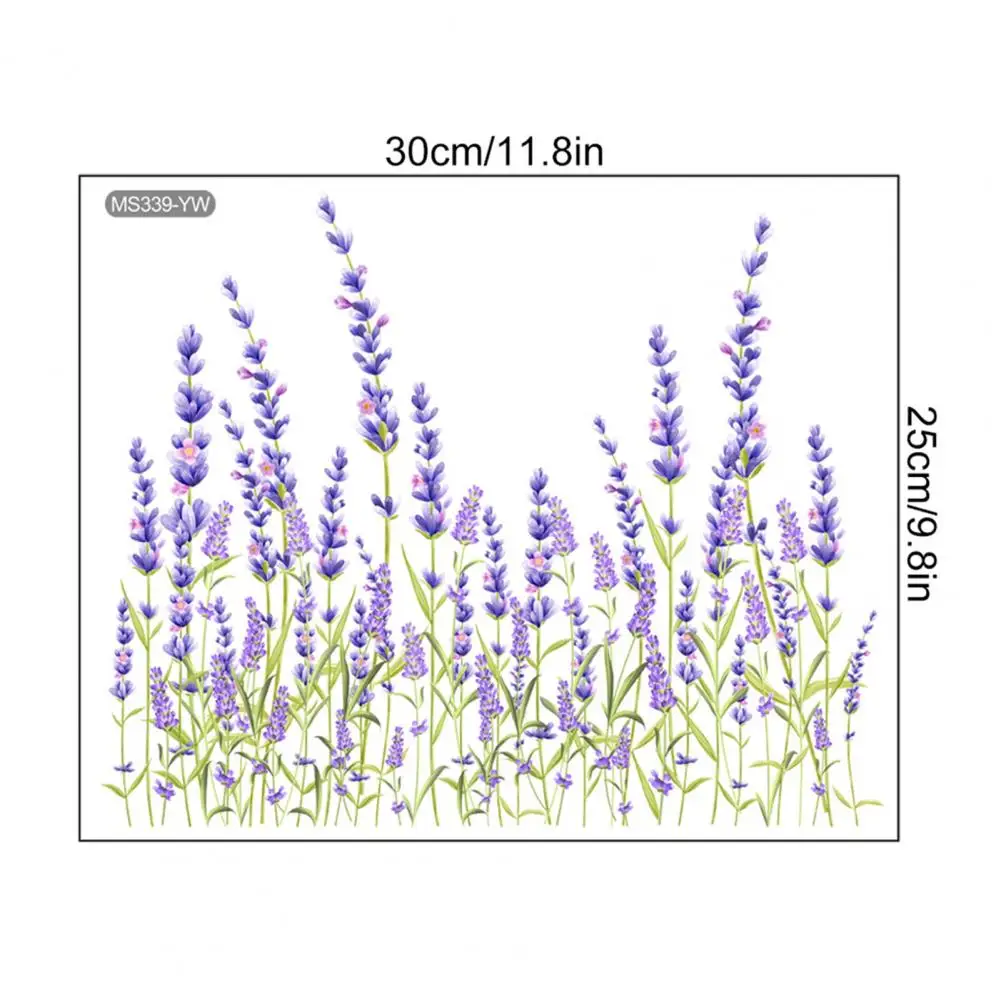 Lavender Flower Toilet Sticker Removable Self-adhesive Waterproof PVC Bathroom Wall Art Decoration Decal Home Supplies