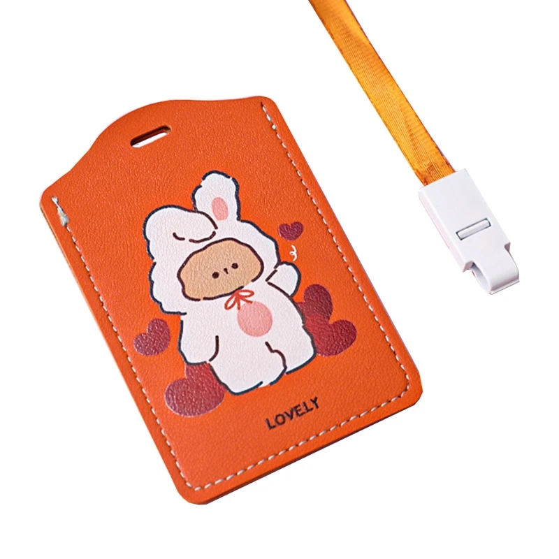 Credit Card Badge Holder Cartoon PU Leather Bus Pass for Case Cover Business Cards for Case