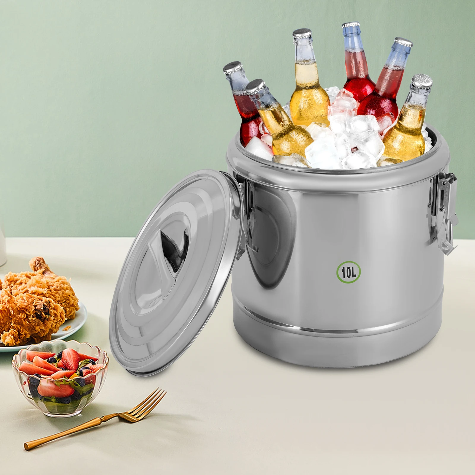 10L/2,64Gal Edelstahl Isolierter Lebensmittelbehälter 304 Thermischer Suppentopf mit Deckel 12H Wärme/Kälte-Erhaltung für Camping Picknick – Detail 15
