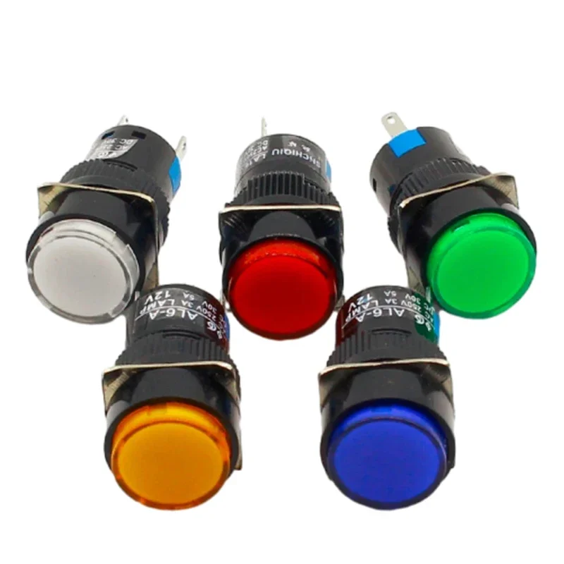 16mm DC 6V 12V 24V 220V LED Push Button Switch Blue Green Red Yellow White lamp Momentary push button auto reset