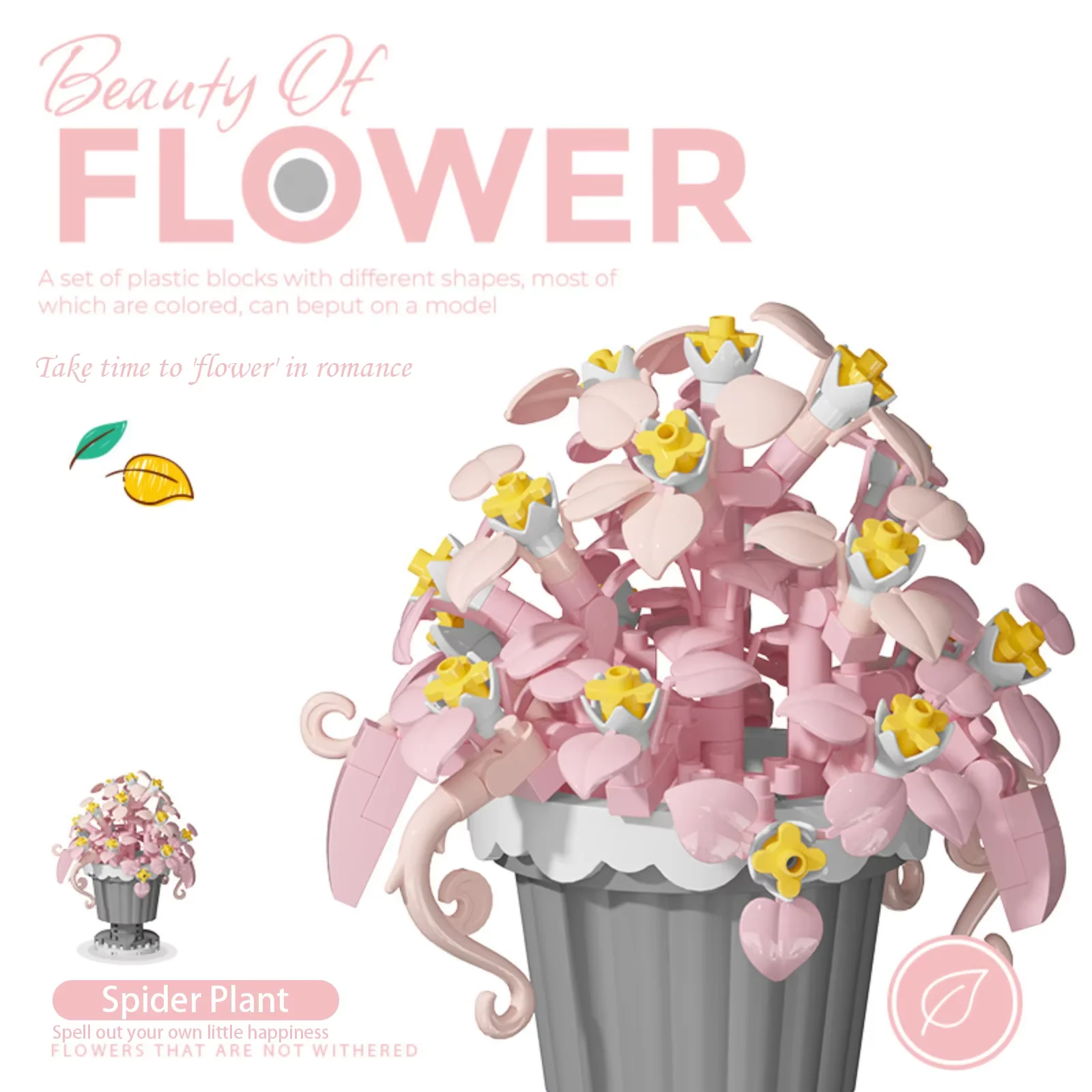 Piccoli blocchi di particelle Serie di decorazioni per la casa Set di giocattoli per piante in vaso di fiori con fiori permanenti Regalo per composizioni di piante