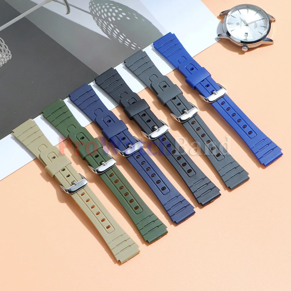18mm Silicone Watch Straps for Casio F91W W800H SGW400 F84 F105/108 A158/168 AE1200 Waterproof Band Replace Wrist Bands Bracelet view 3