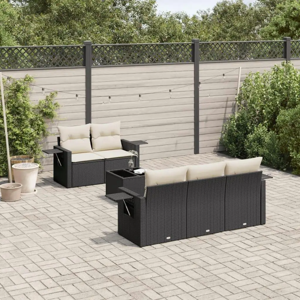 

Large Black PE Rattan Garden Sofa Set Foldable Outdoor Furniture Patio Seating Cozy Lounge Set for Backyard Relaxation