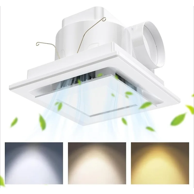 

Вытяжной вентилятор для ванной комнаты с подсветкой — эффективная вентиляция 100 куб. футов в минуту, регулируемая светодиодная подсветка 3 куб. футов — малошумный вентилятор для дома/