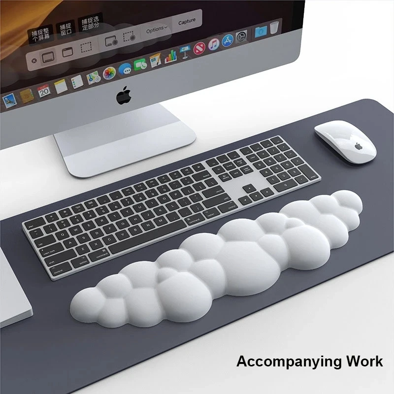 Cloud Shape Wrist Rest Pad Soft PU Material Anti-Slip Rubber Base Memory Foam for 100 Keys 87 Keys 68keys Keyboard Mousepad