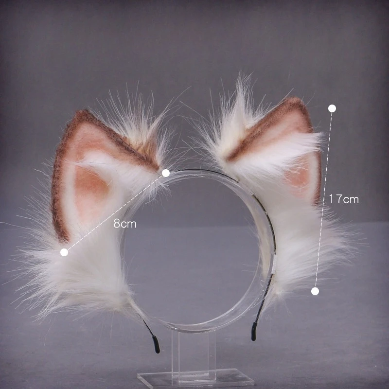 

Plush Ear Hair Clip Headband Lolita Furry Cat Fox Dog Bat Devil Bunny Leopard Pig Wolf Party Anime Costume Halloween