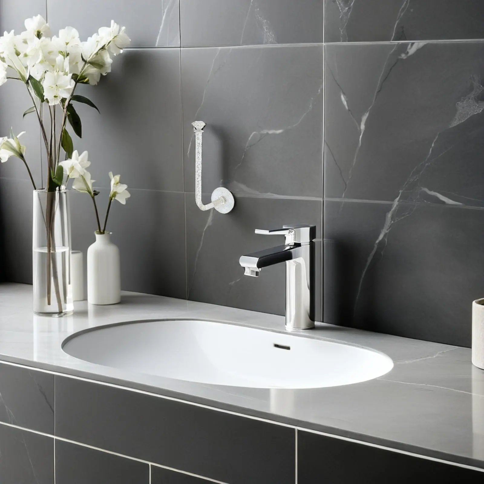 

Набор из 5 модных акриловых держателей для резинок для волос с блестками, прозрачные, на клеевой основе, органайзер для аксессуаров для волос для спальни и гостиной