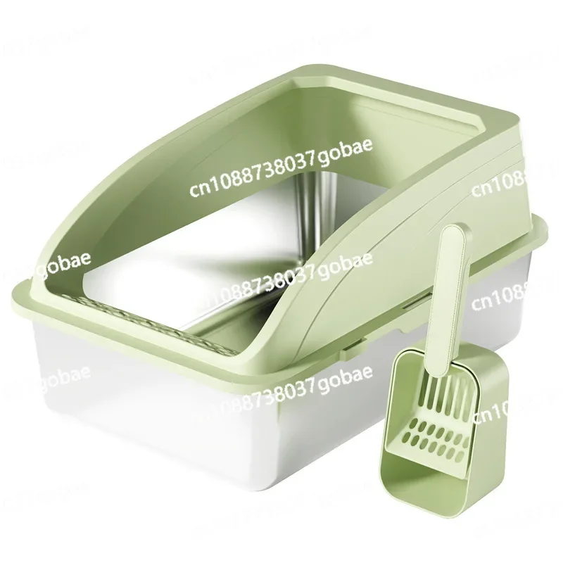 

Extra large stainless steel cat litter box deepened semi-enclosed stainless steel cat litter box cat toilet