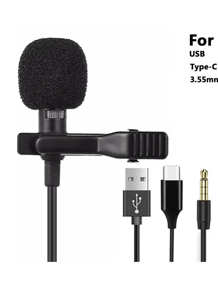 Tragbare Mini Lavalier-mikrofon Kondensator Clip-on Revers Mit Mikrofon Wired 3,5mm USB Typ C Mikrofon Für Laptop PC Computer Kamera