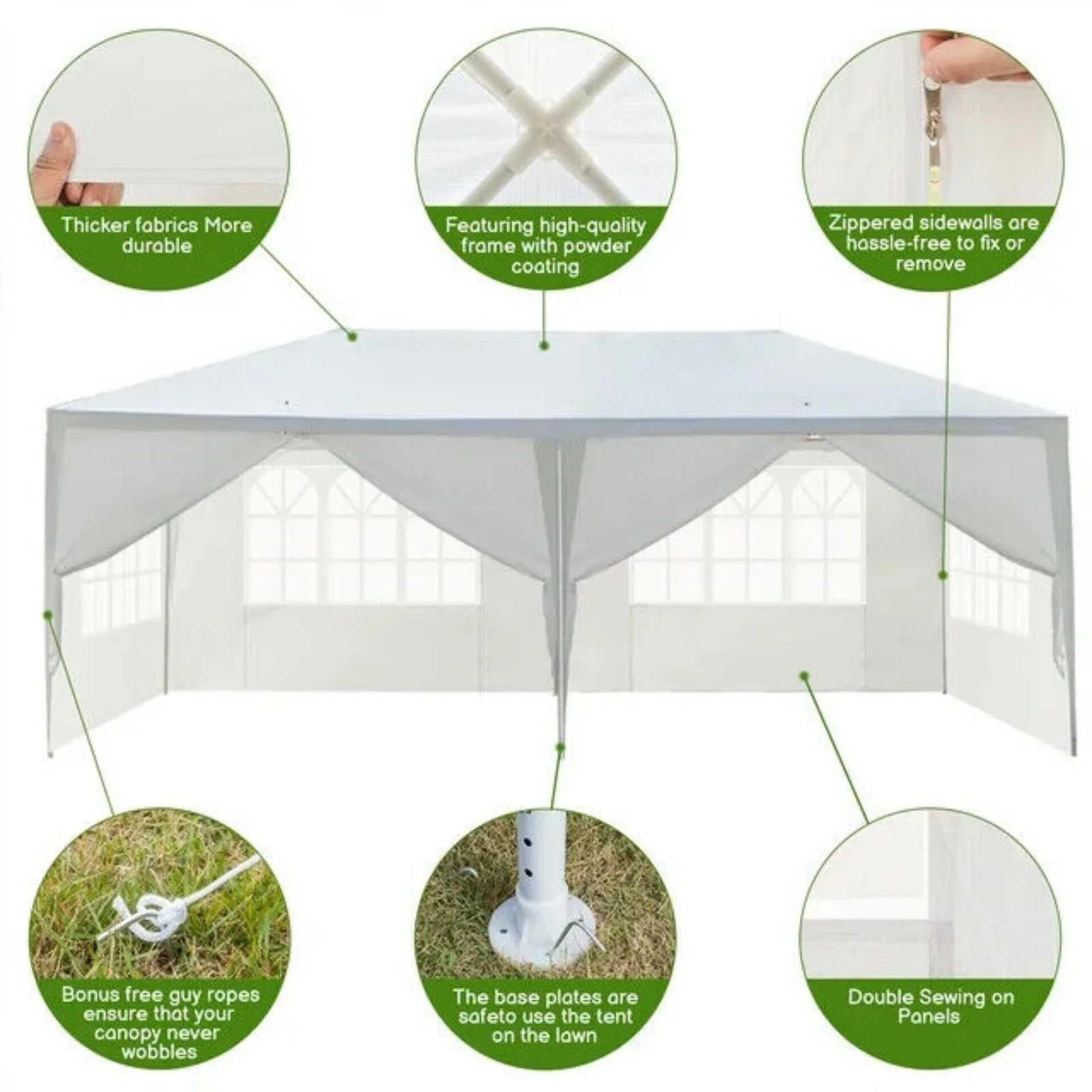 US 10x20/10x10/10x30 FT Wedding Outdoor Tent Party Tent Gazebo Canopy 4 Window-Walls with 2 Walls White Garden BBQ